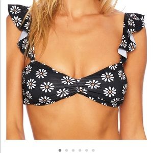 New with tags Beach Riot poppy printed ruffled bikini top